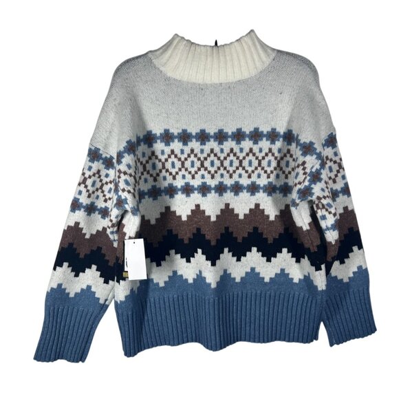 Joseph A. Sweater Women's Size Large Fair Isle Pattern Denim Combo New With Tags - Picture 2 of 10